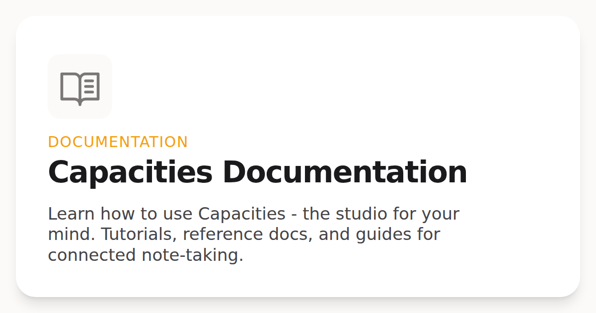 Preview image of website "Capacities Documentation"
