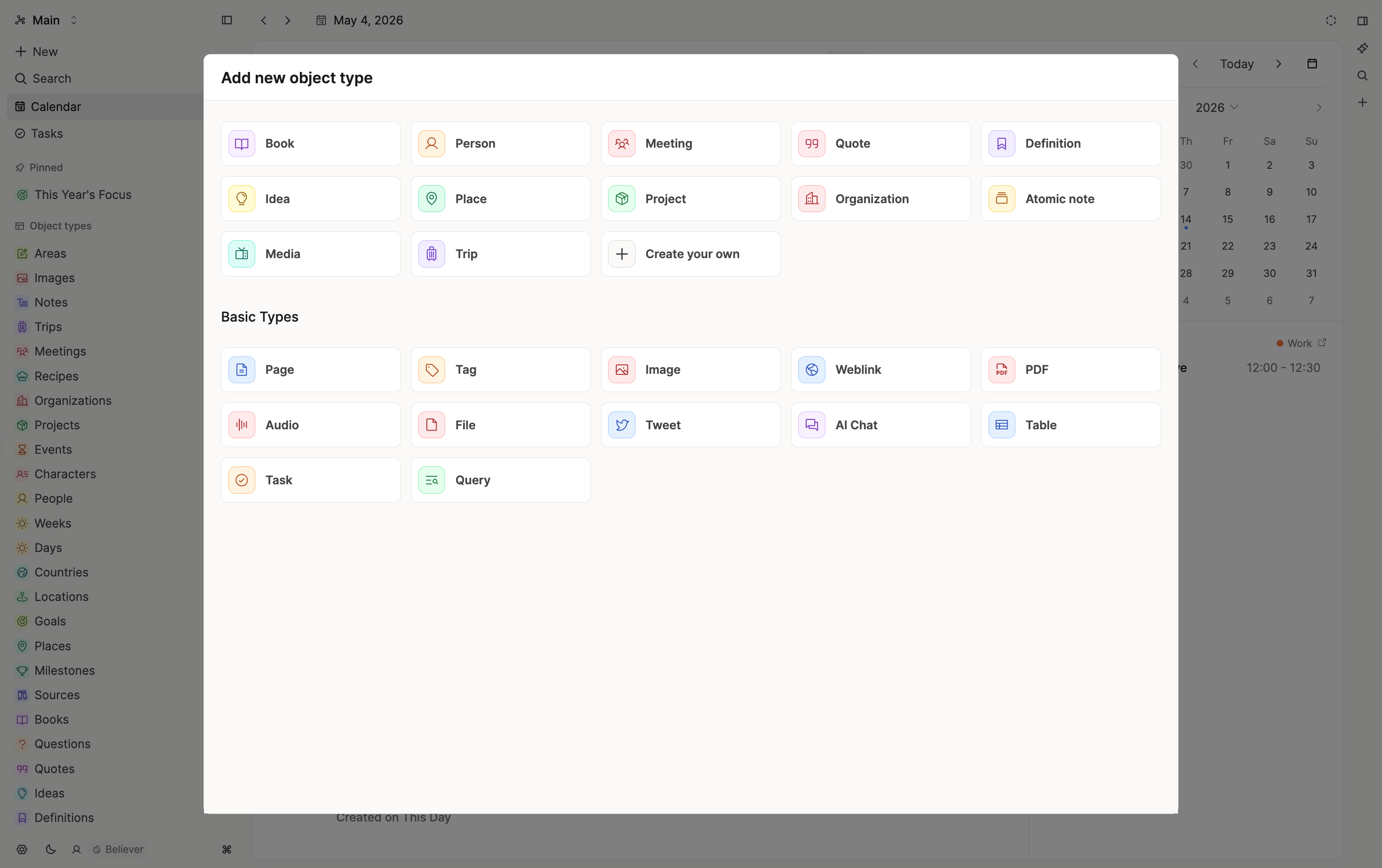 Adding an object type