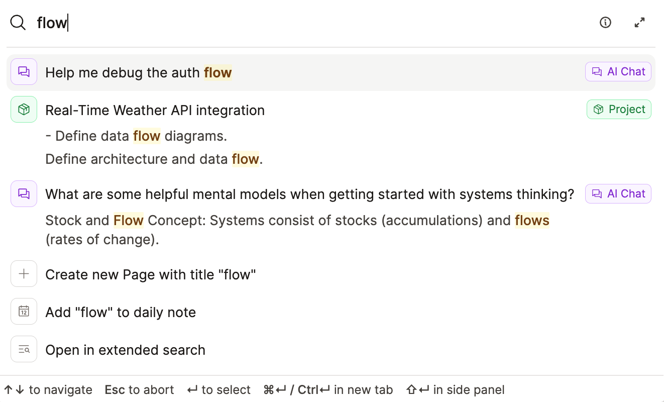 AI chat full-text search