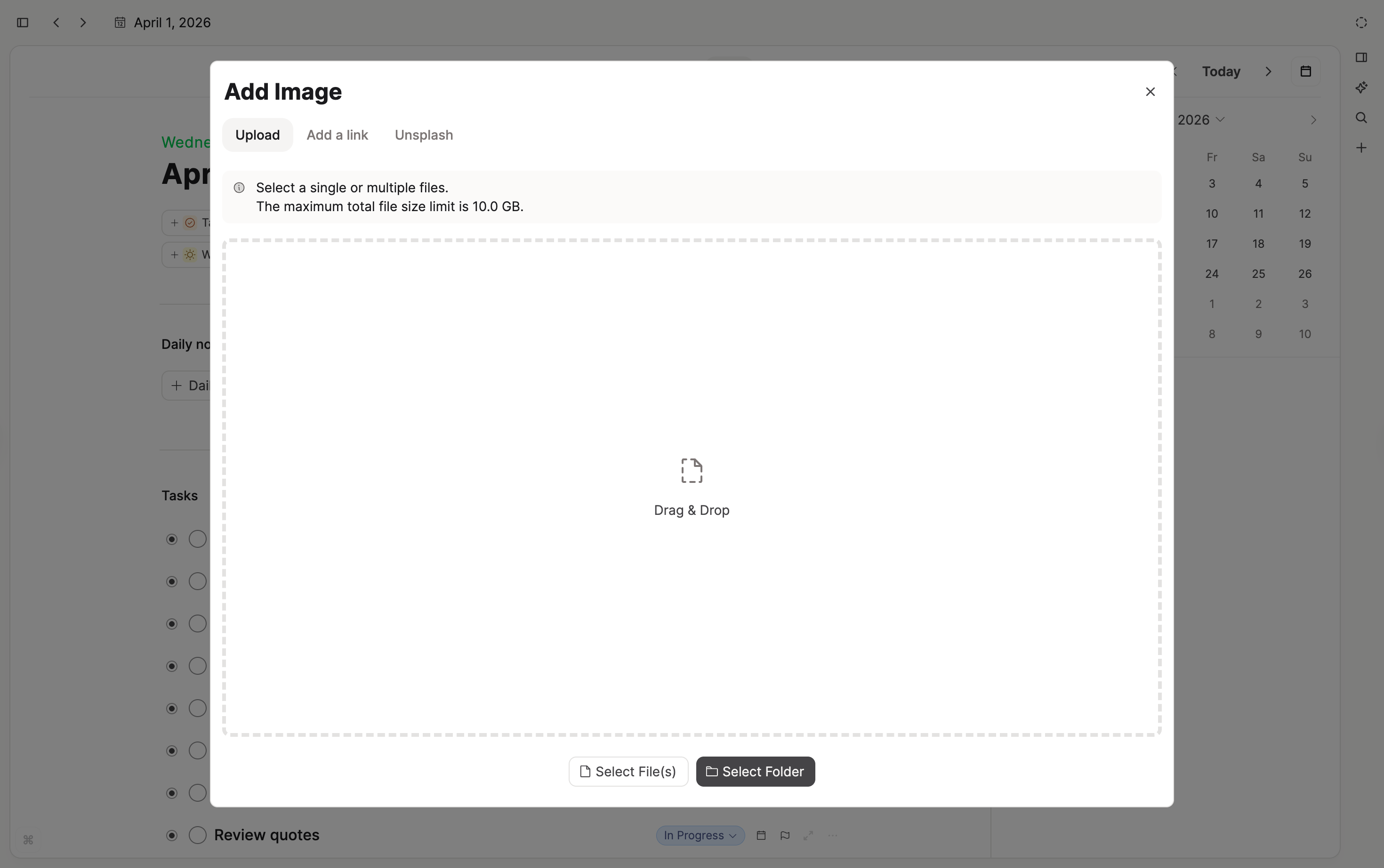 Image upload options
