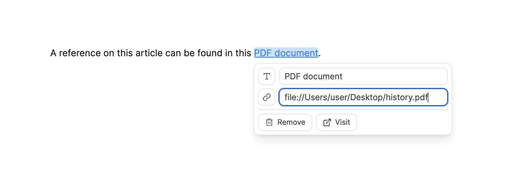 Linking to files on your computer