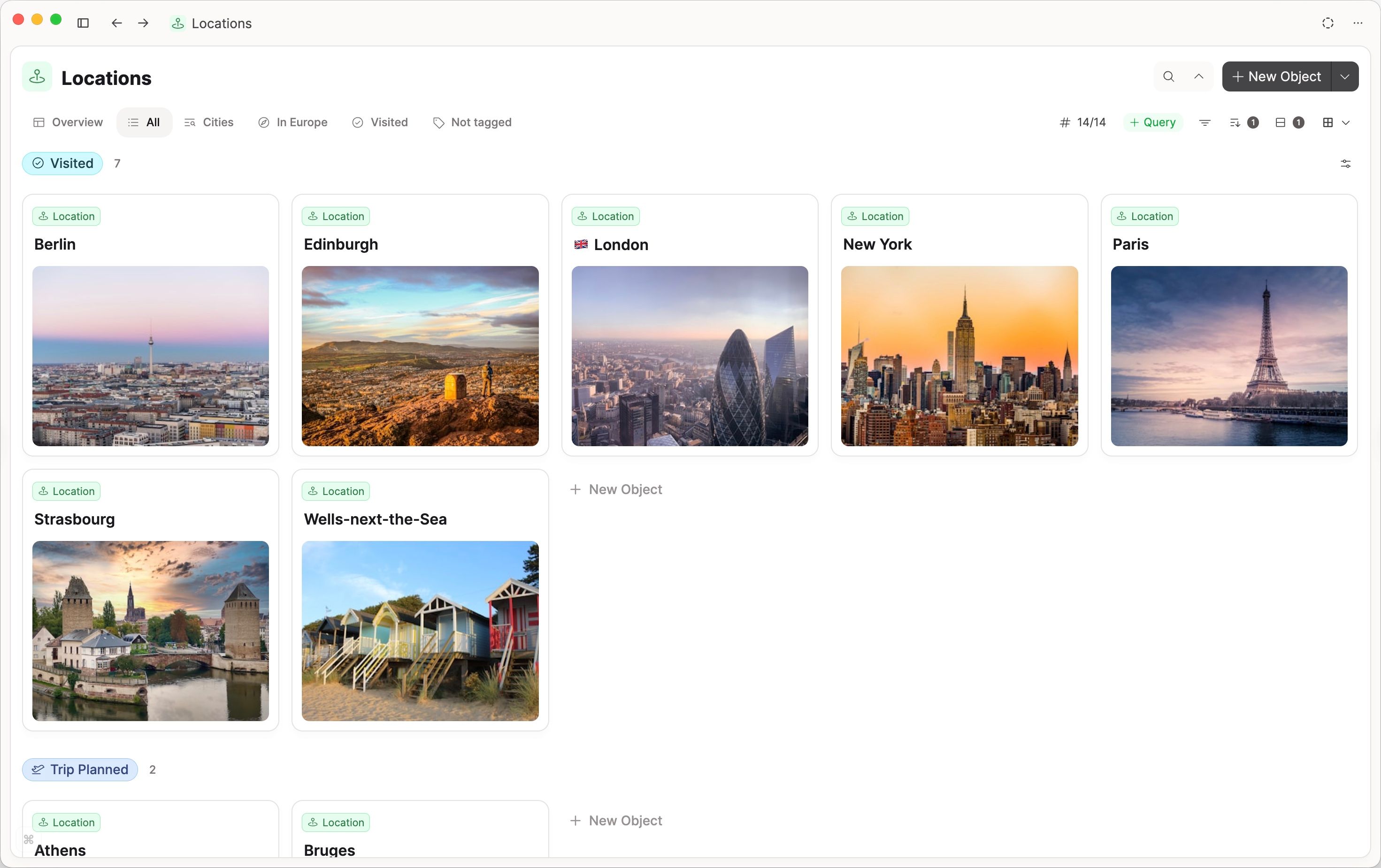 Places small card example