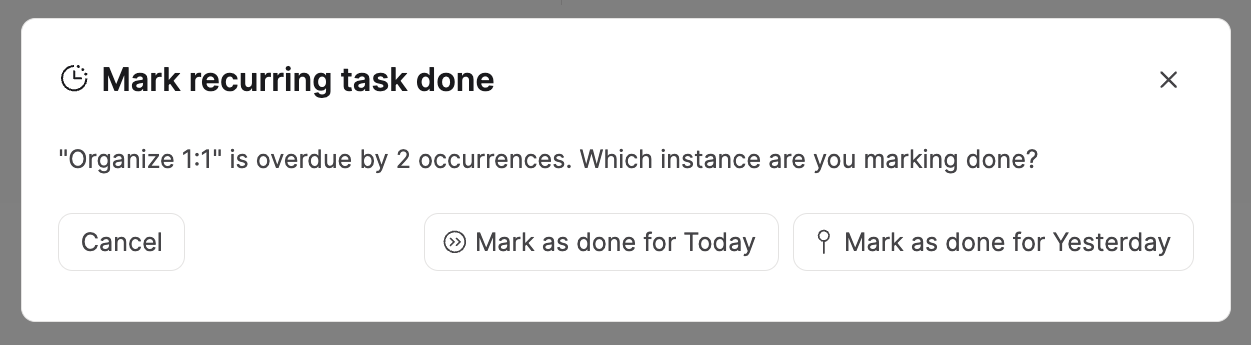 Recurring catch-up options