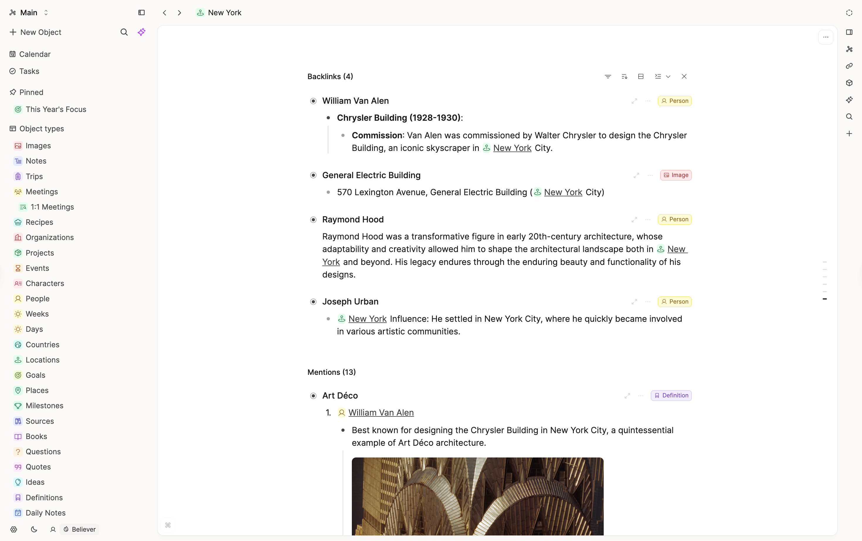 Backlinks on an object
