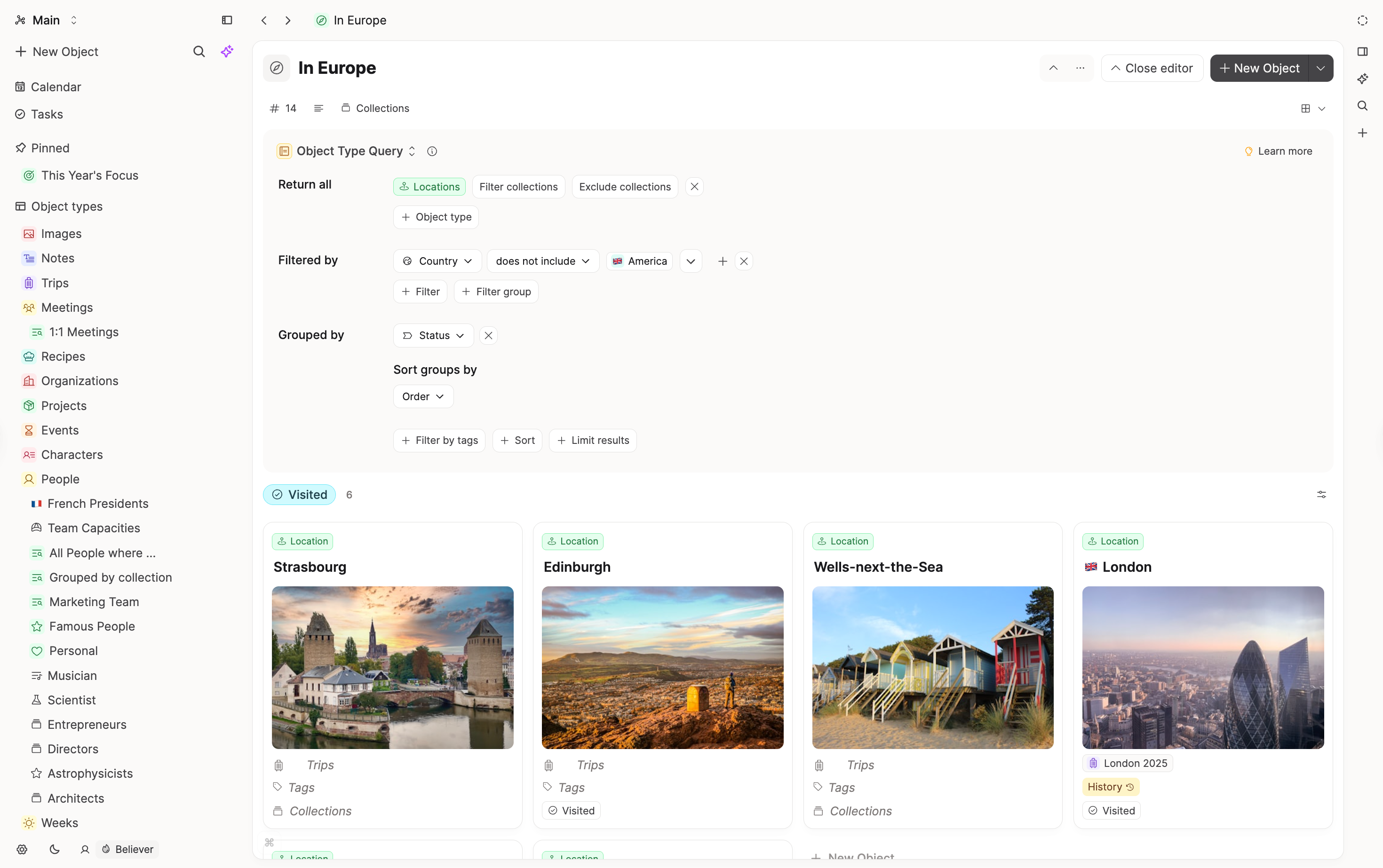 Saved query / collection view