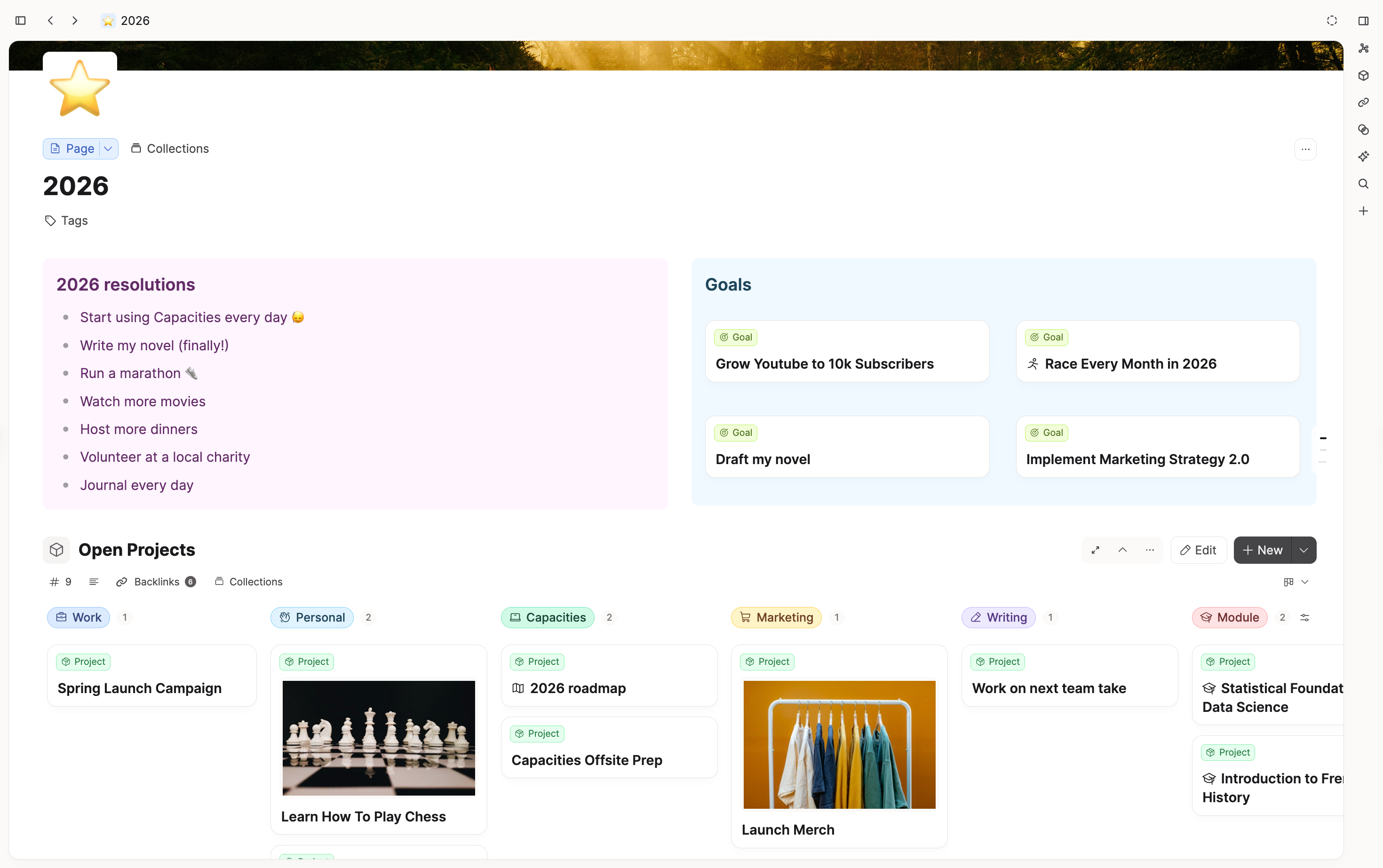 Planning page with embedded queries