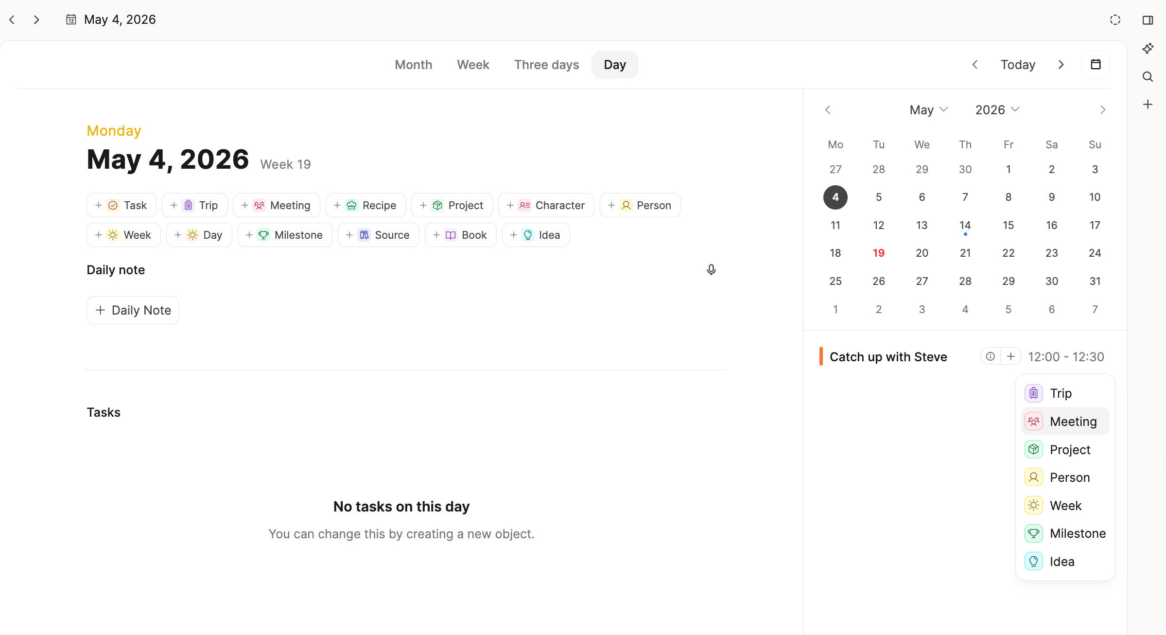 Meeting linked from calendar