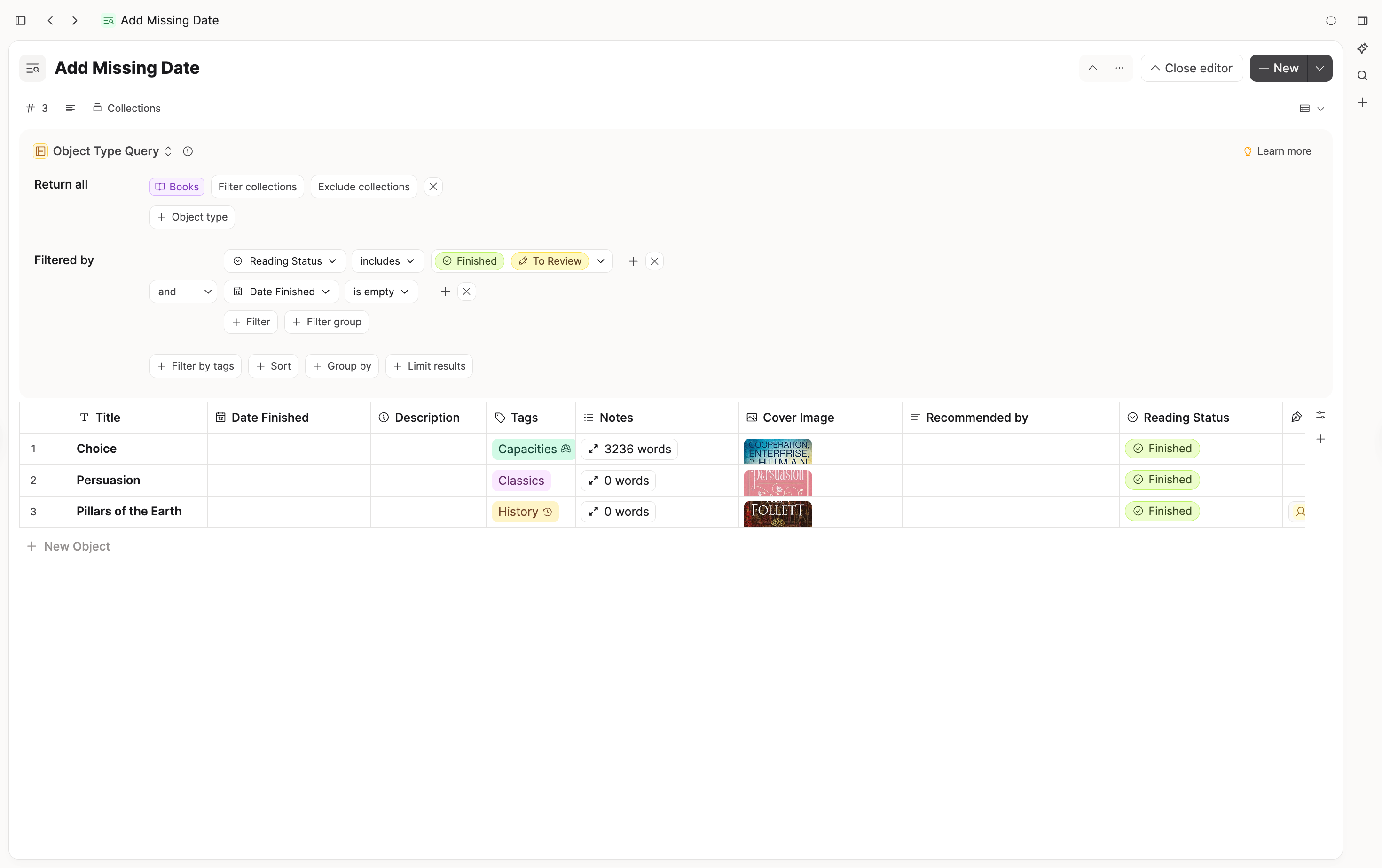 Adding a filter to a query