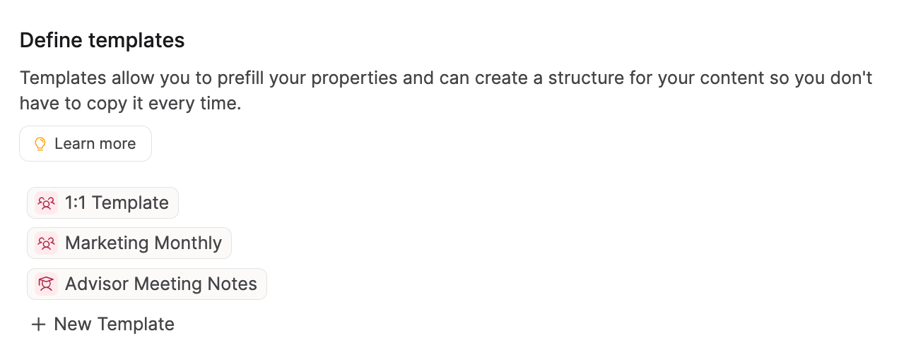 Meeting templates