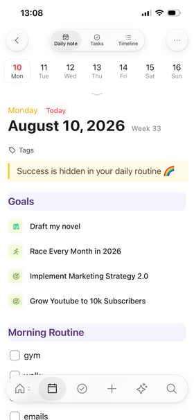 Mobile daily note