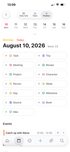 Timeline on mobile