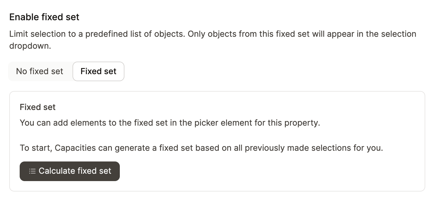 Fixed Set Calculation