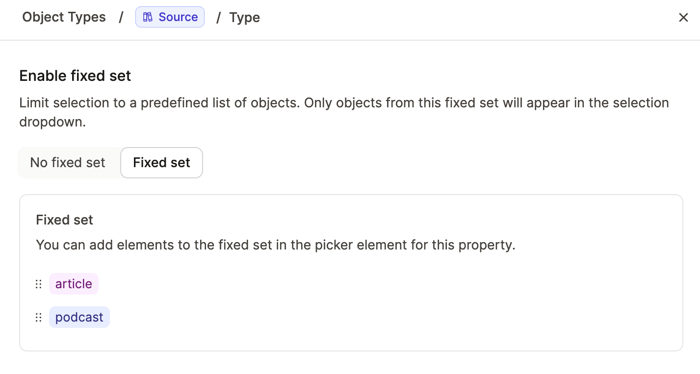 Fixed Set Dropdown