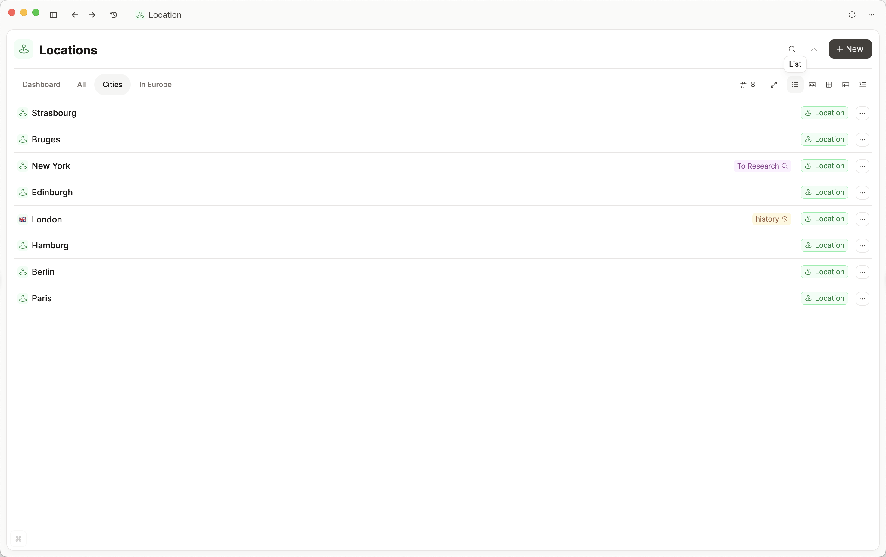 List view