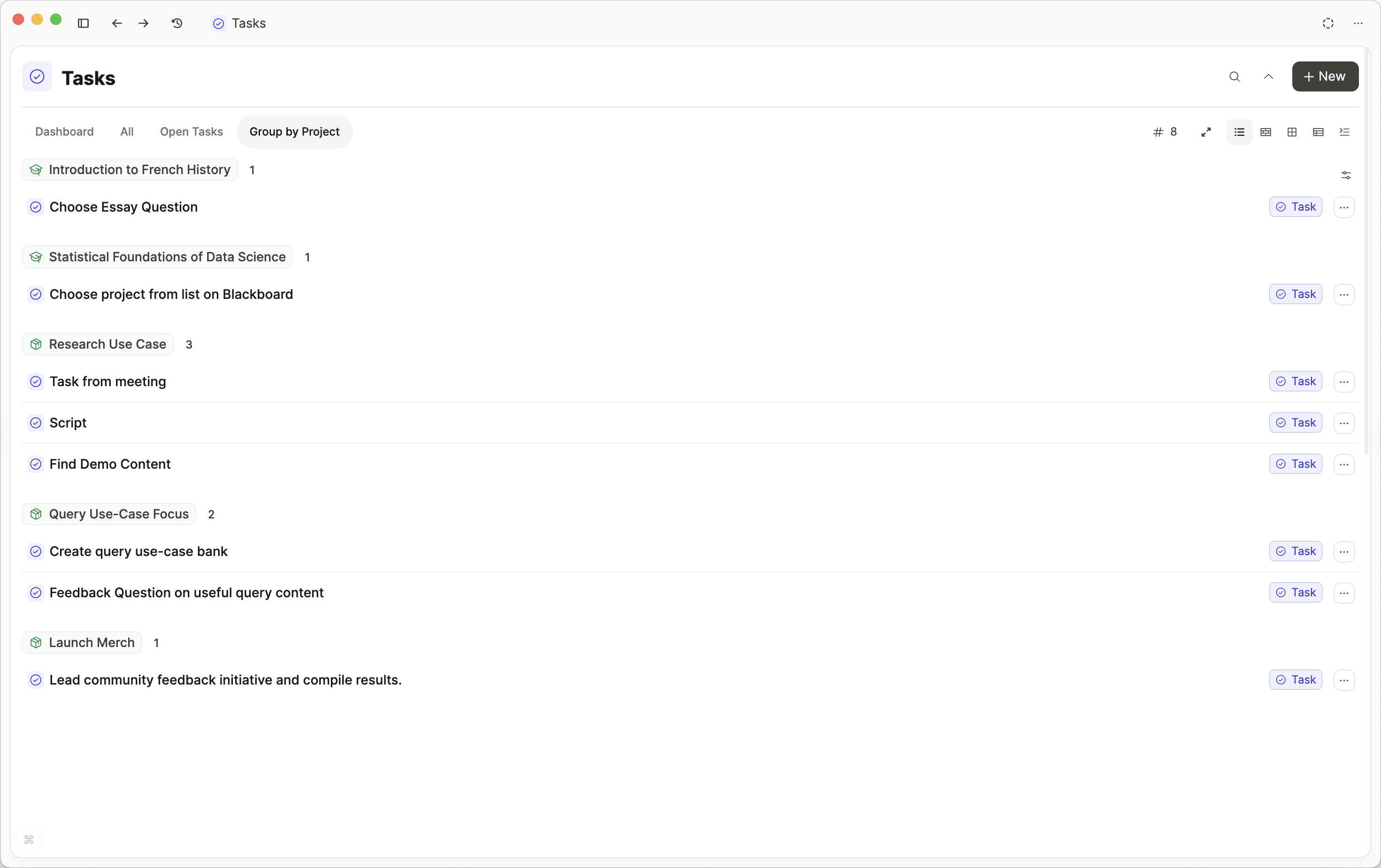 task dashboard