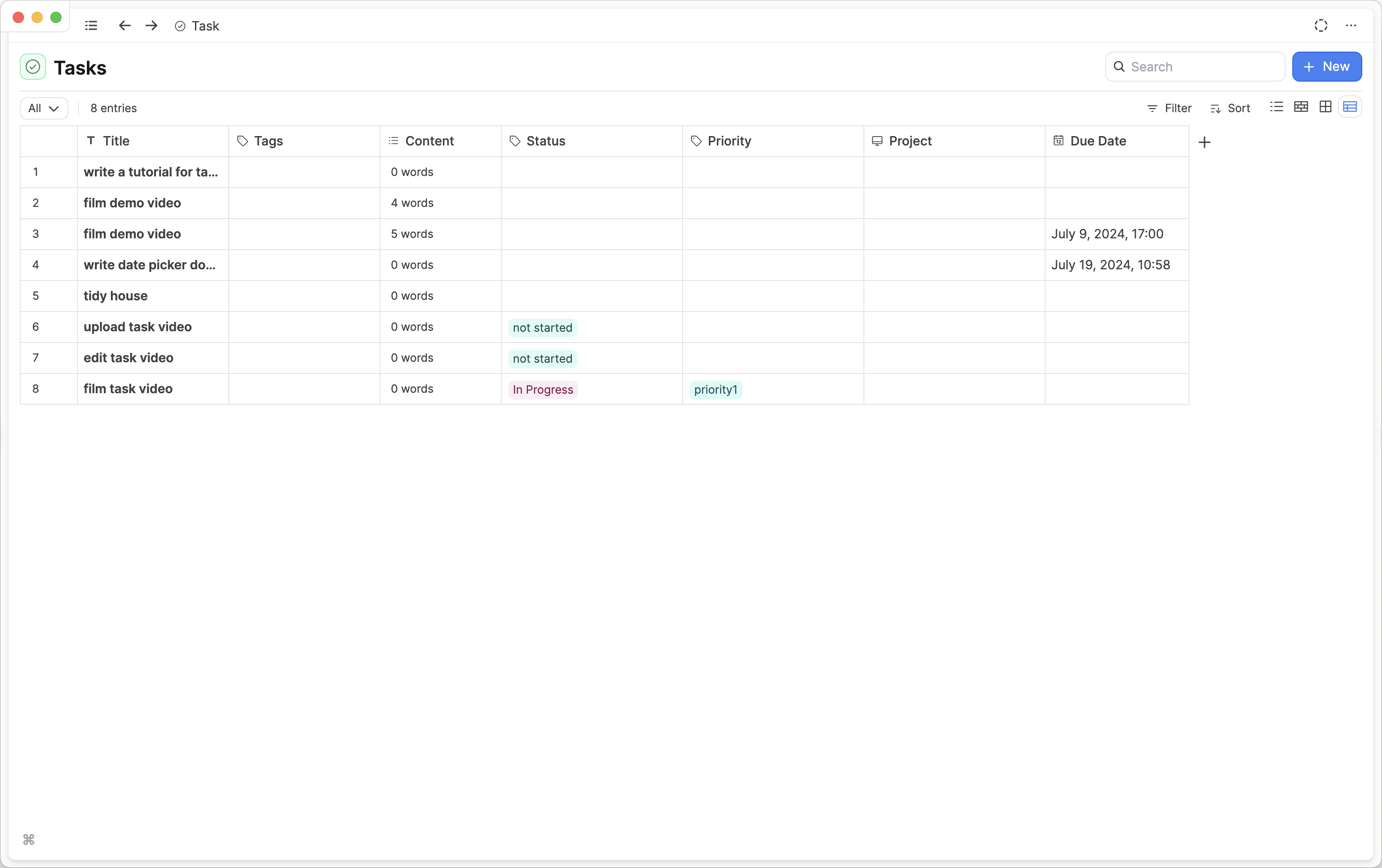 birds eye view of tasks